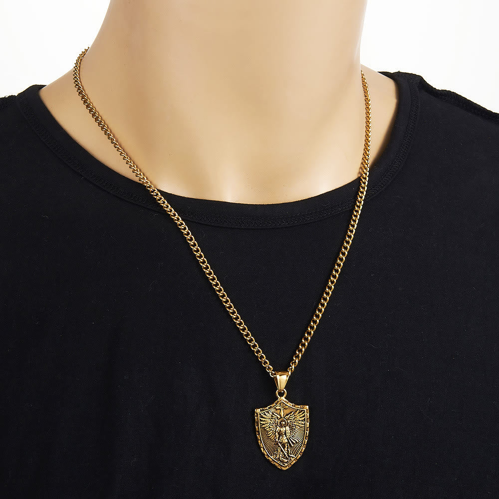 Collar Colgante del Escudo del Arcángel Miguel Estilo Moderno