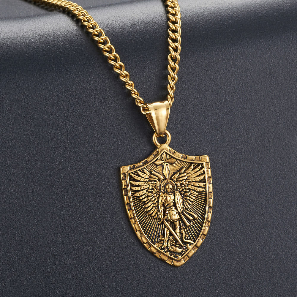 Collar Colgante del Escudo del Arcángel Miguel Estilo Moderno