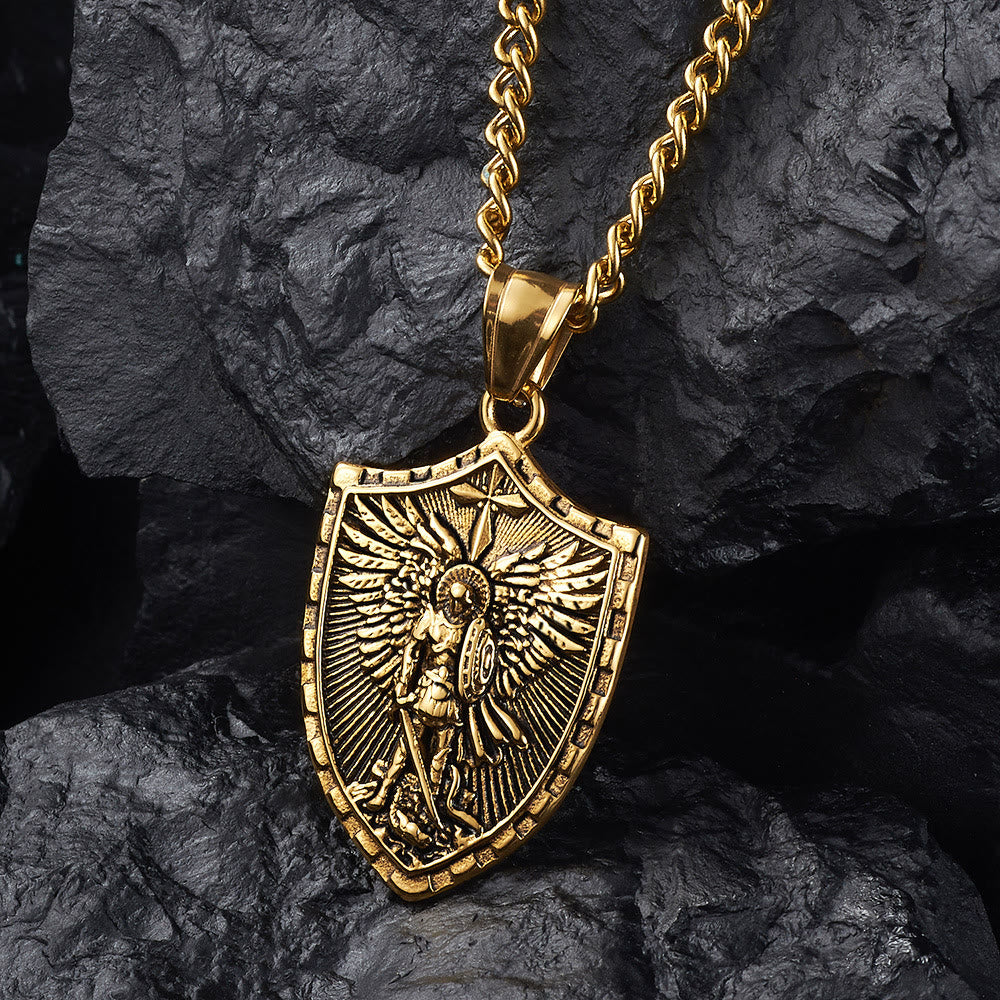 Collar Colgante del Escudo del Arcángel Miguel Estilo Moderno