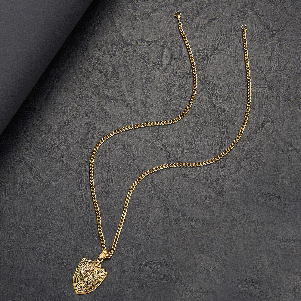 Collar Colgante del Escudo del Arcángel Miguel Estilo Moderno