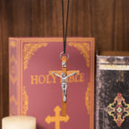 Collar de Fe Crucifijo de Aleación de Madera Estilo Clásico