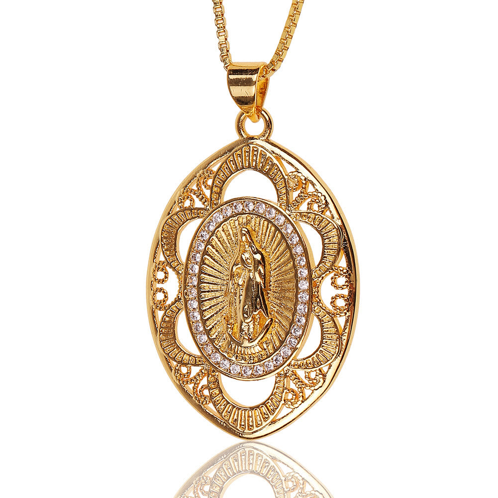 Collar Ovalado de Fe Sagrada de Nuestra Señora de Guadalupe Estilo Moderno
