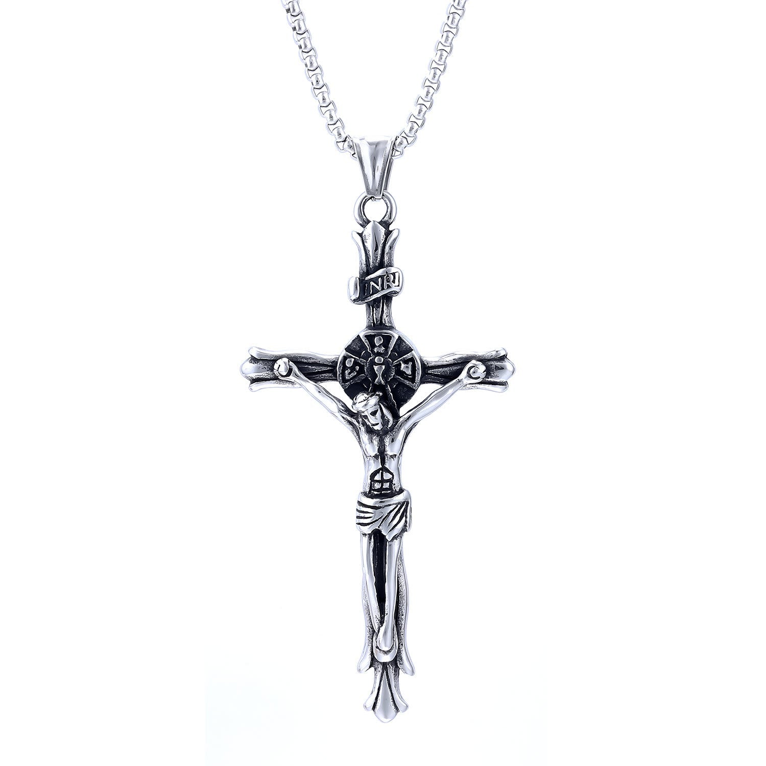 Collar de Cruz Crucifijo INRI de Estilo Clásico Jesús Fe Sagrada