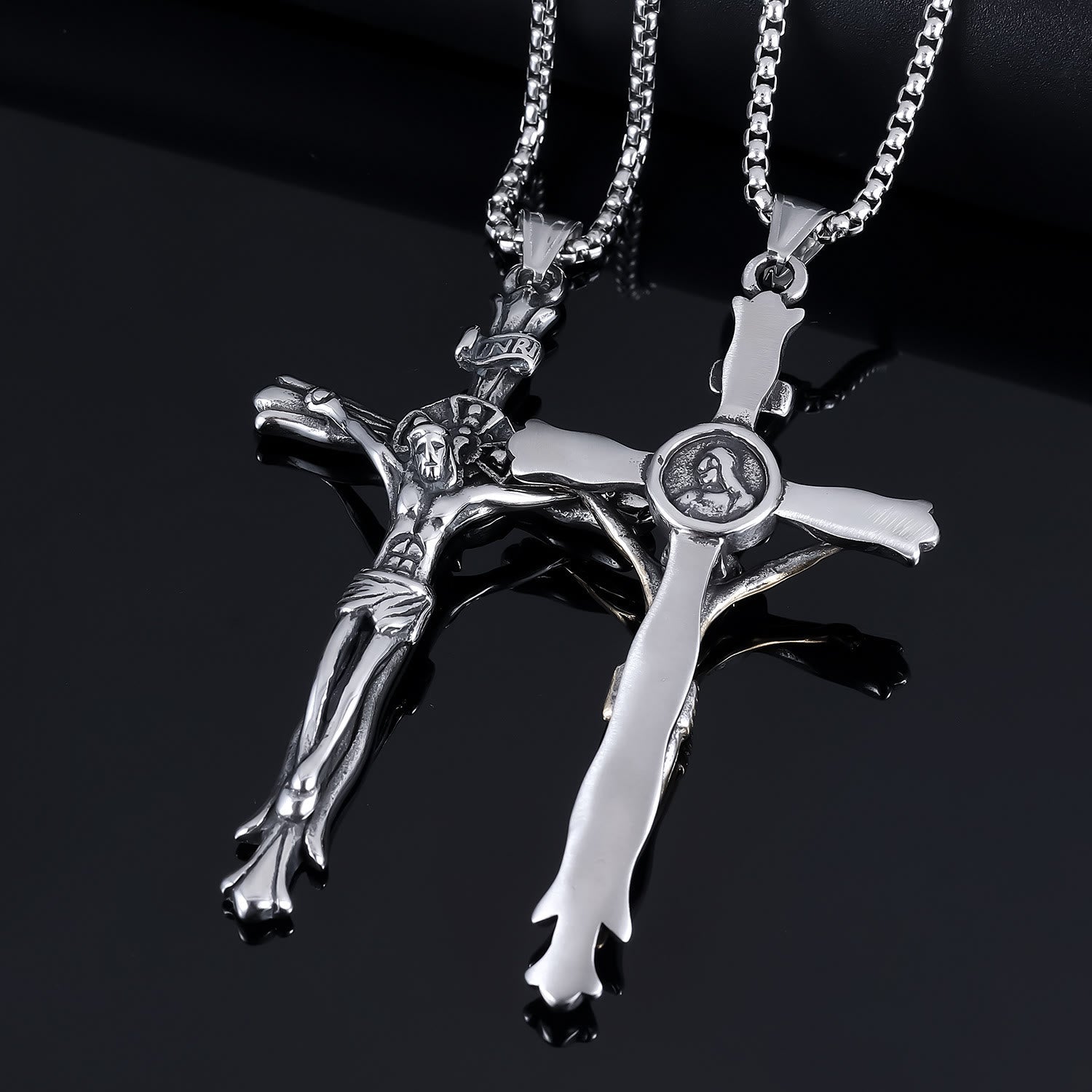 Collar de Cruz Crucifijo INRI de Estilo Clásico Jesús Fe Sagrada