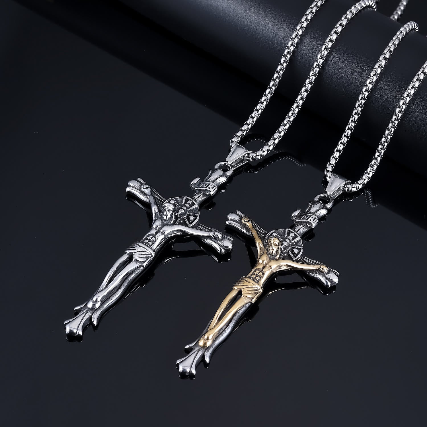 Collar de Cruz Crucifijo INRI de Estilo Clásico Jesús Fe Sagrada
