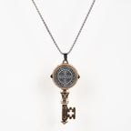 Collar de Colgante de Aleación "San Benito, Protégennos, la Llave de la Fe"