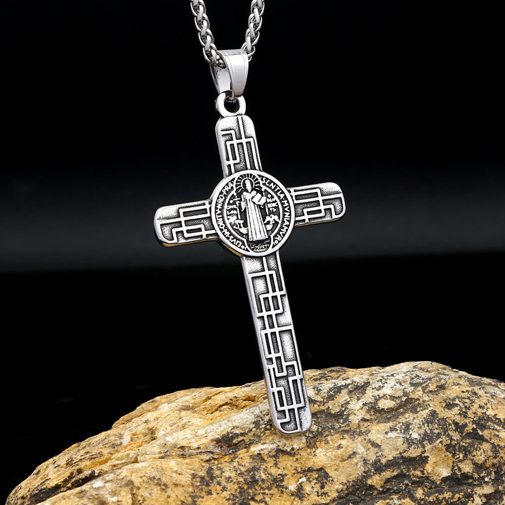 Collar de Péndulo de Titanio con Cruz de San Benito Protégenos