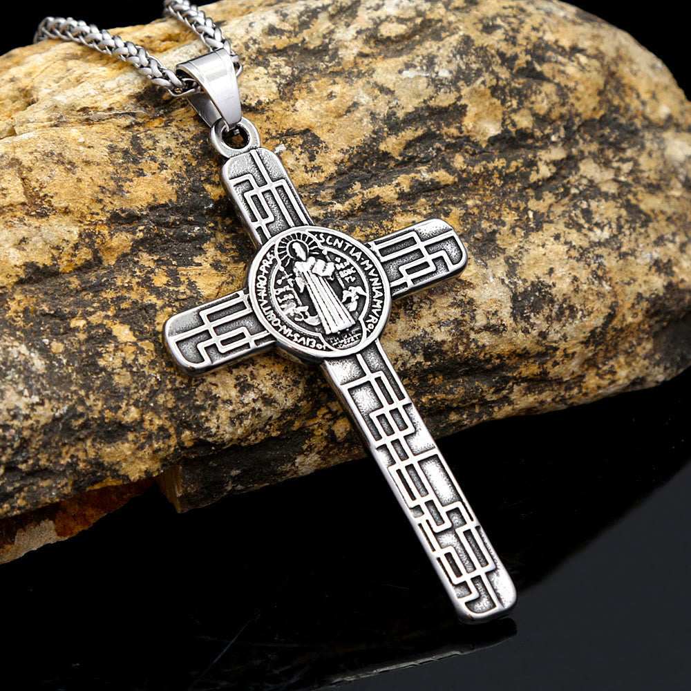 Collar de Péndulo de Titanio con Cruz de San Benito Protégenos
