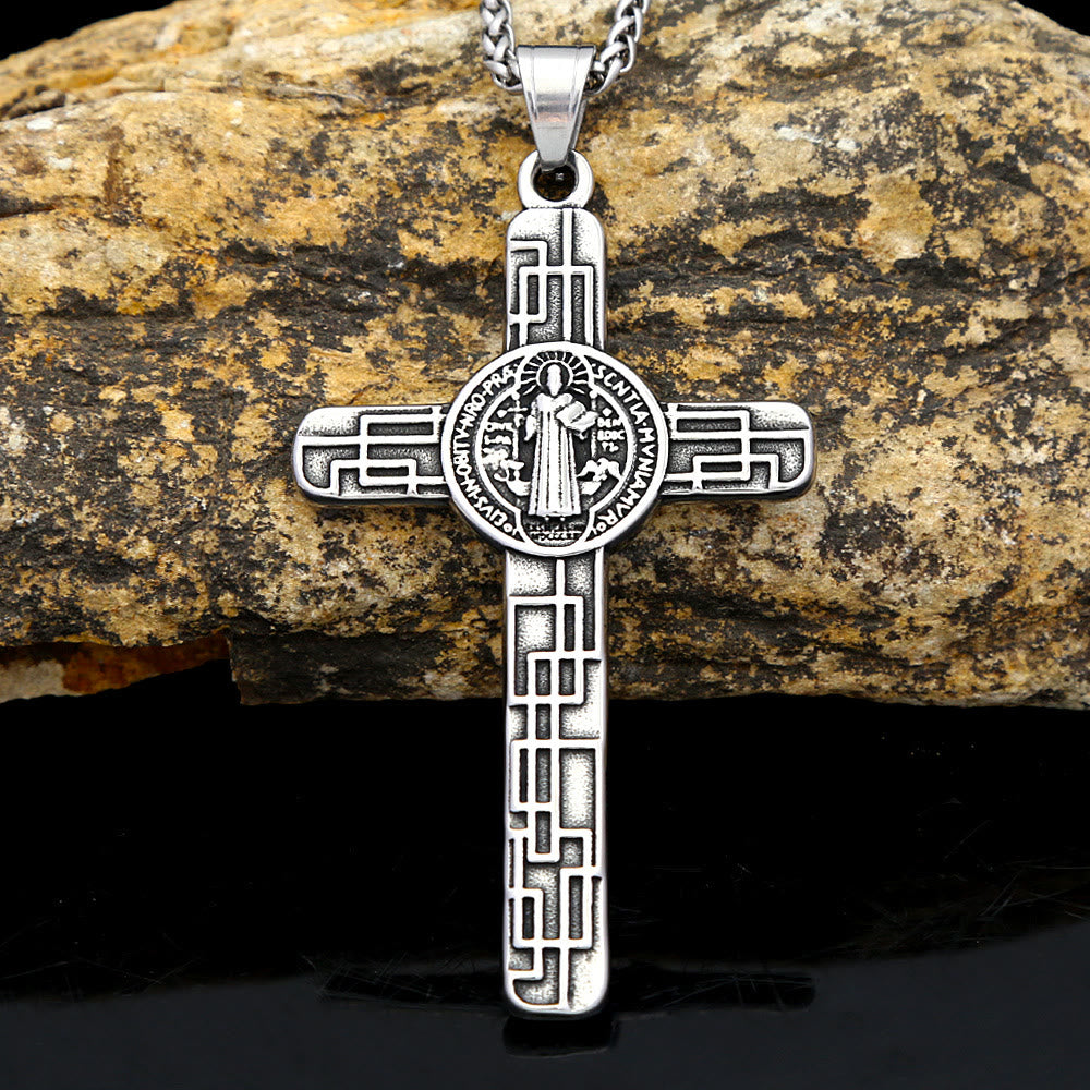 Collar de Péndulo de Titanio con Cruz de San Benito Protégenos
