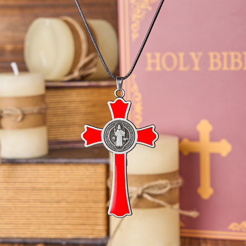 Collar de Péndulo de Protección Divina de Crucifijo Estilo Clásico Multicolor (6 colores)