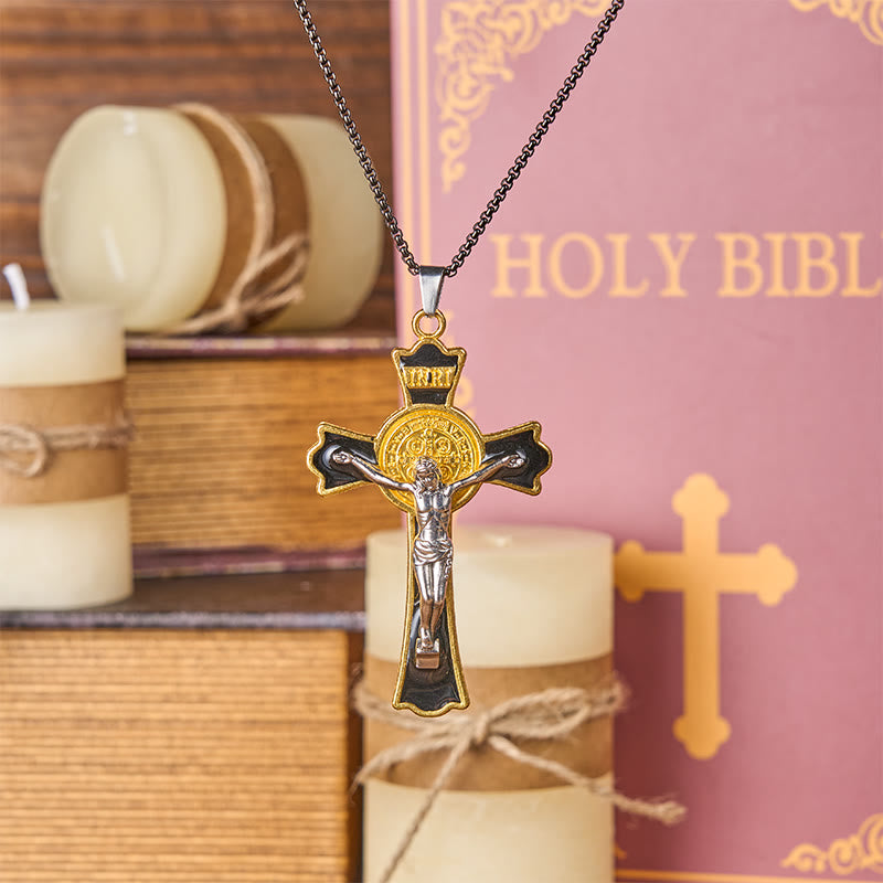 Collar de Péndulo de Protección Divina de Crucifijo Estilo Clásico Multicolor (6 colores)
