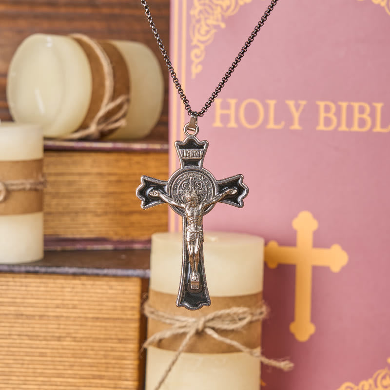 Collar de Péndulo de Protección Divina de Crucifijo Estilo Clásico Multicolor (6 colores)