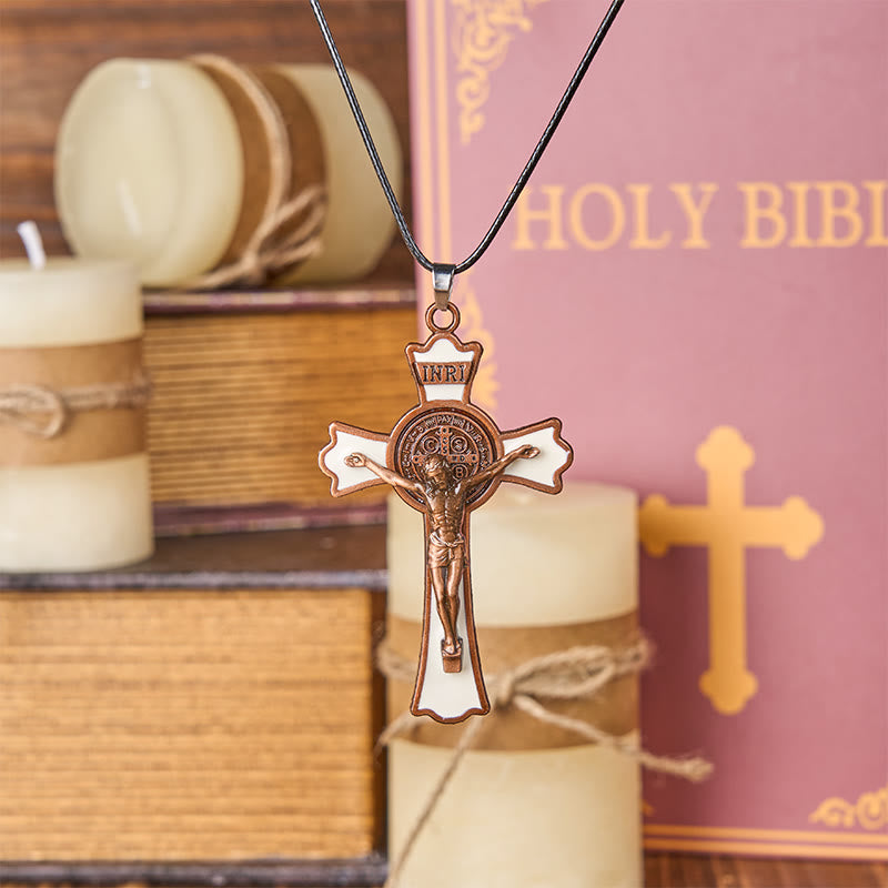 Collar de Péndulo de Protección Divina de Crucifijo Estilo Clásico Multicolor (6 colores)