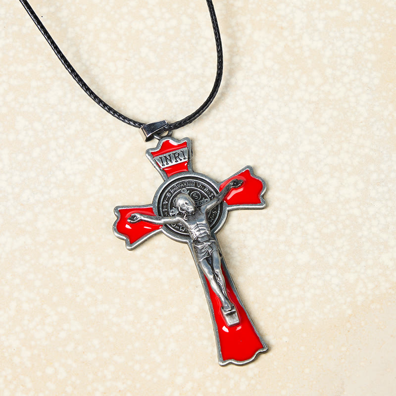 Collar de Péndulo de Protección Divina de Crucifijo Estilo Clásico Multicolor (6 colores)