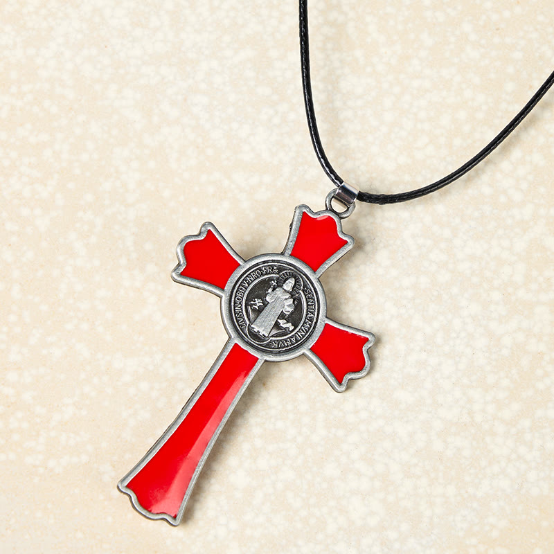 Collar de Péndulo de Protección Divina de Crucifijo Estilo Clásico Multicolor (6 colores)