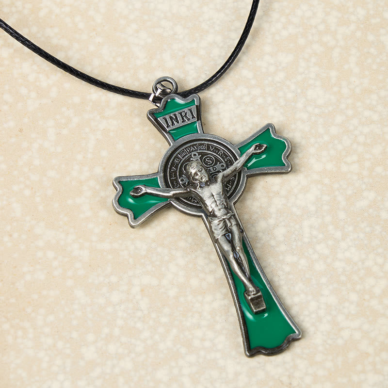 Collar de Péndulo de Protección Divina de Crucifijo Estilo Clásico Multicolor (6 colores)