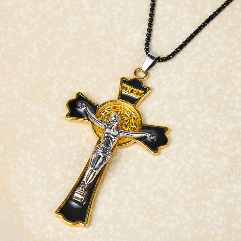 Collar de Péndulo de Protección Divina de Crucifijo Estilo Clásico Multicolor (6 colores)