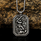 Collar de Colgante de Acero Inoxidable Artesanal del Arcángel San Miguel Protégenos de Estilo Retro