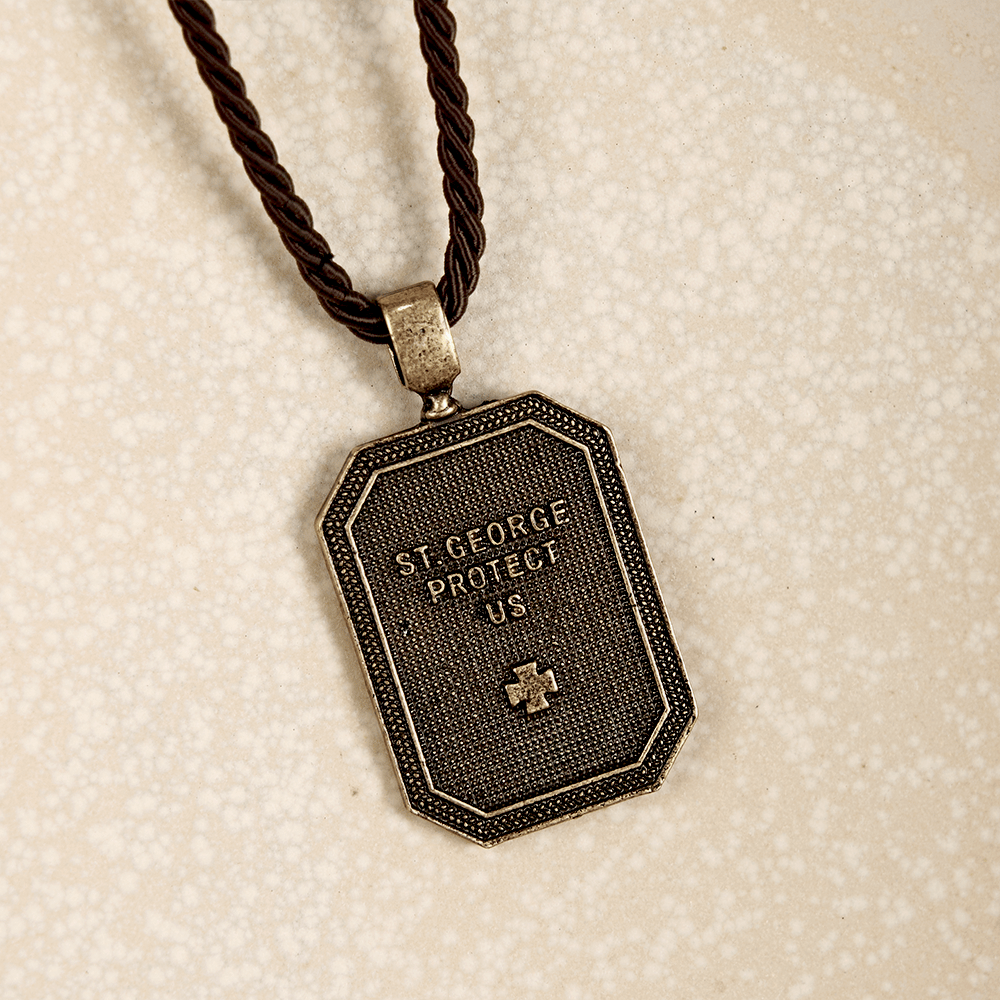 Collar de Oración de Protección con Colgante de San Jorge y el Dragón Estilo Clásico