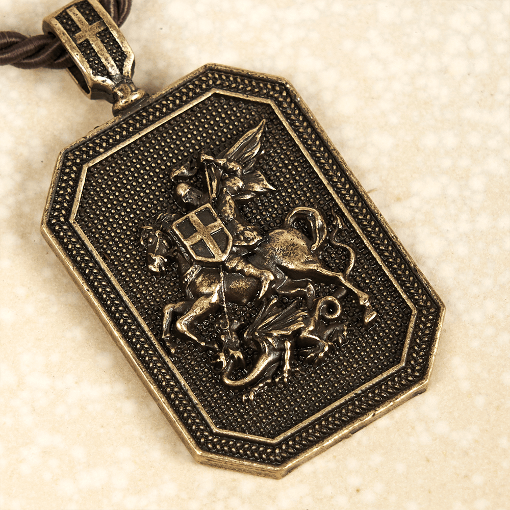 Collar de Oración de Protección con Colgante de San Jorge y el Dragón Estilo Clásico