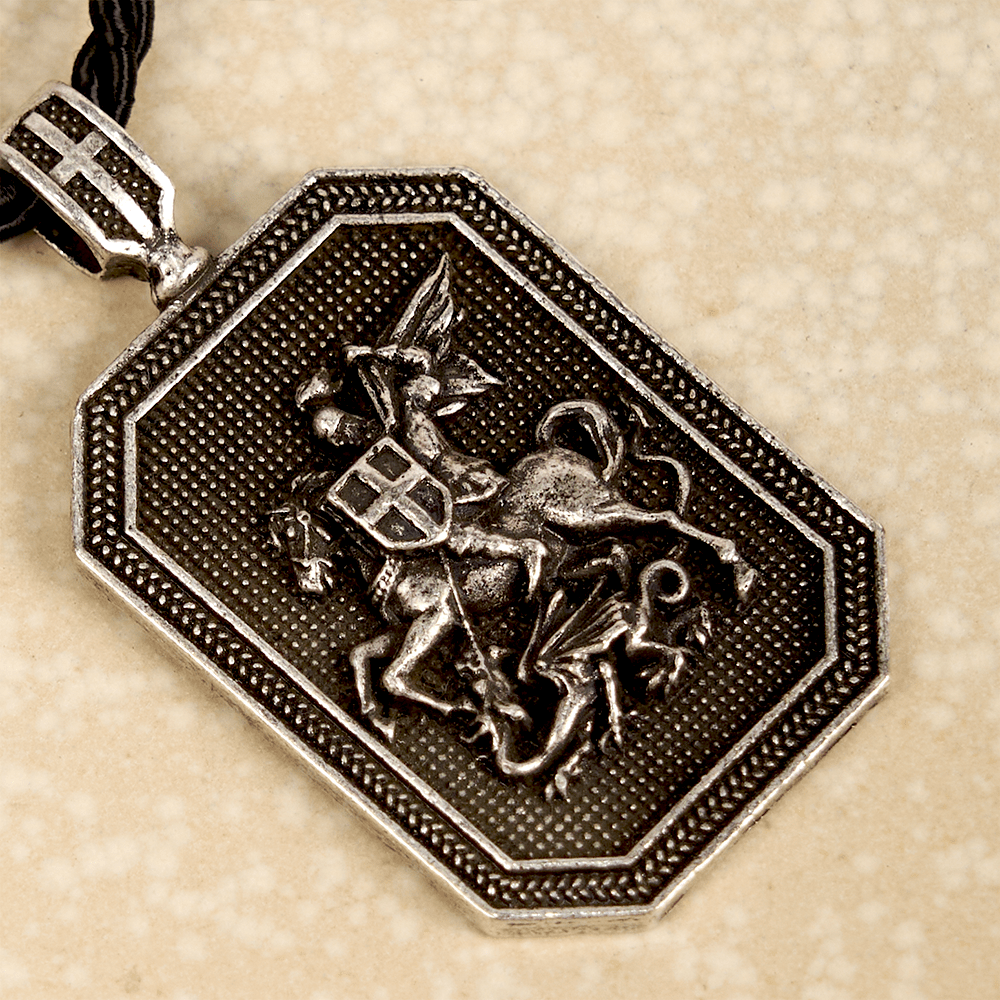 Collar de Oración de Protección con Colgante de San Jorge y el Dragón Estilo Clásico