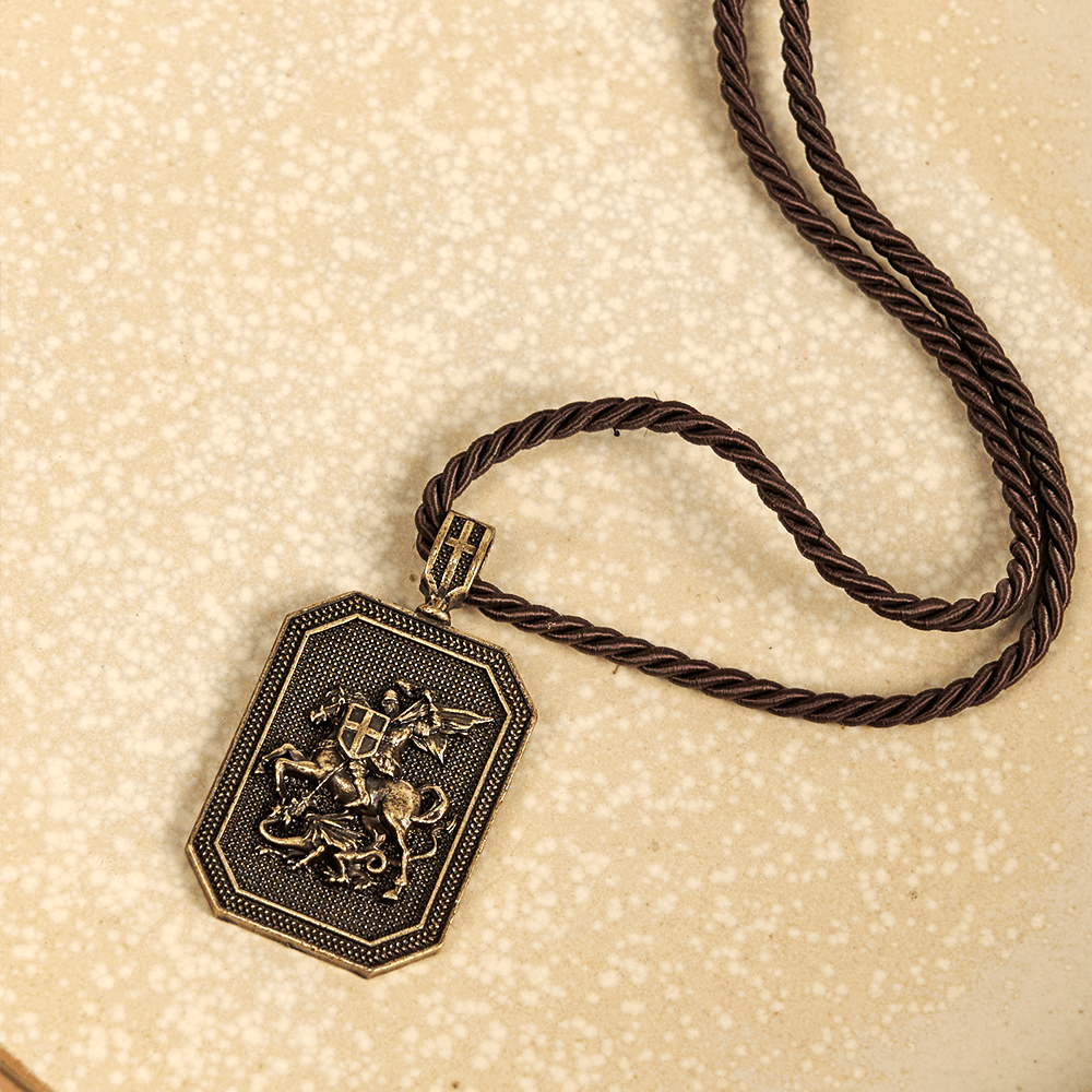 Collar de Oración de Protección con Colgante de San Jorge y el Dragón de Estilo Clásico