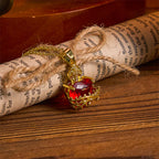 Collar de Pendiente del Sagrado Corazón de Jesús con Piedras Preciosas Rojas de Estilo Moderno