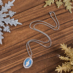 Collar de Medalla Milagrosa de Estilo Clásico con Relieve de Esmalte
