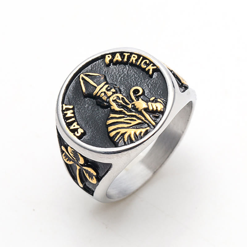 Anillo de Acero Inoxidable Estilo Clásico de San Patricio