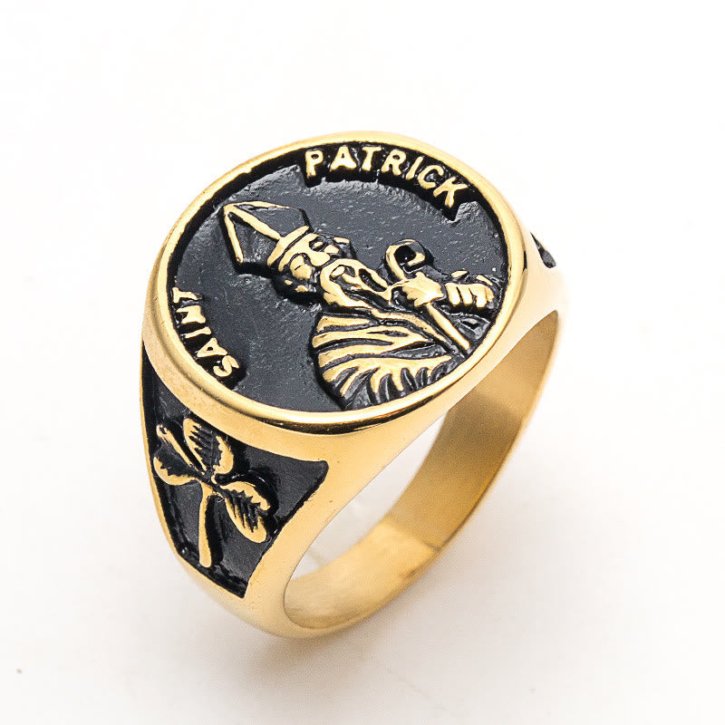 Anillo de Acero Inoxidable Estilo Clásico de San Patricio