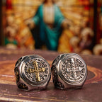 Anillo de Fe Divina Cruz de San Benito Estilo Clásico