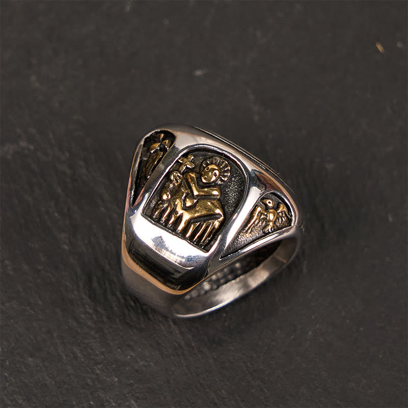Anillo de Fe Divina Cruz de San Benito Estilo Clásico