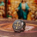 Anillo de Fe Divina Cruz de San Benito Estilo Clásico