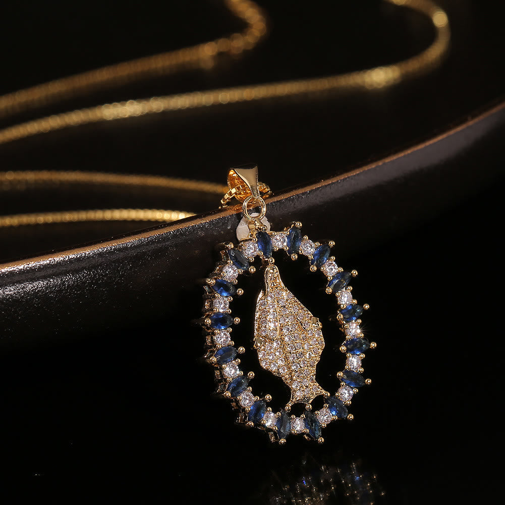 Collar de Pendiente de Piedras Preciosas de Nuestra Señora de la Medalla Milagrosa Estilo Lujo