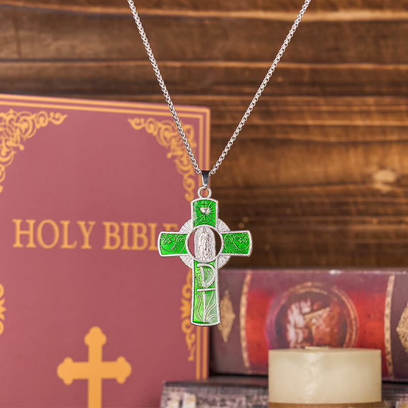 Collar con Colgante de Cruz de la Virgen María de 6 Colores Nuestra Señora de Guadalupe