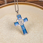 Collar con Colgante de Cruz de la Virgen María de 6 Colores Nuestra Señora de Guadalupe
