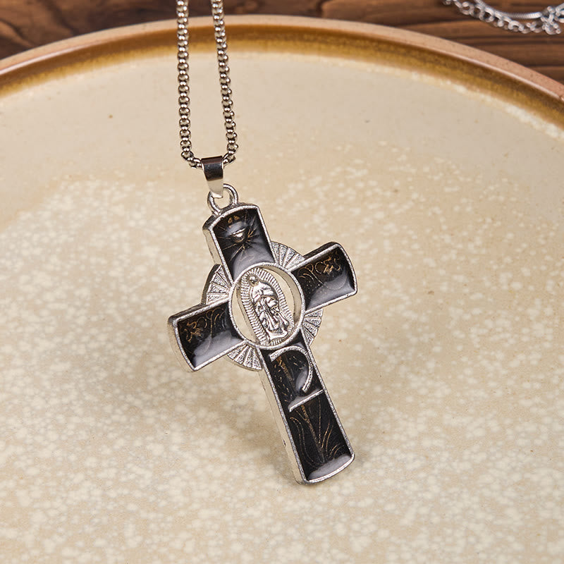 Collar con Colgante de Cruz de la Virgen María de 6 Colores Nuestra Señora de Guadalupe