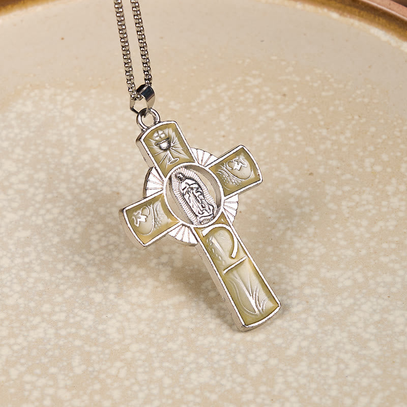 Collar con Colgante de Cruz de la Virgen María de 6 Colores Nuestra Señora de Guadalupe