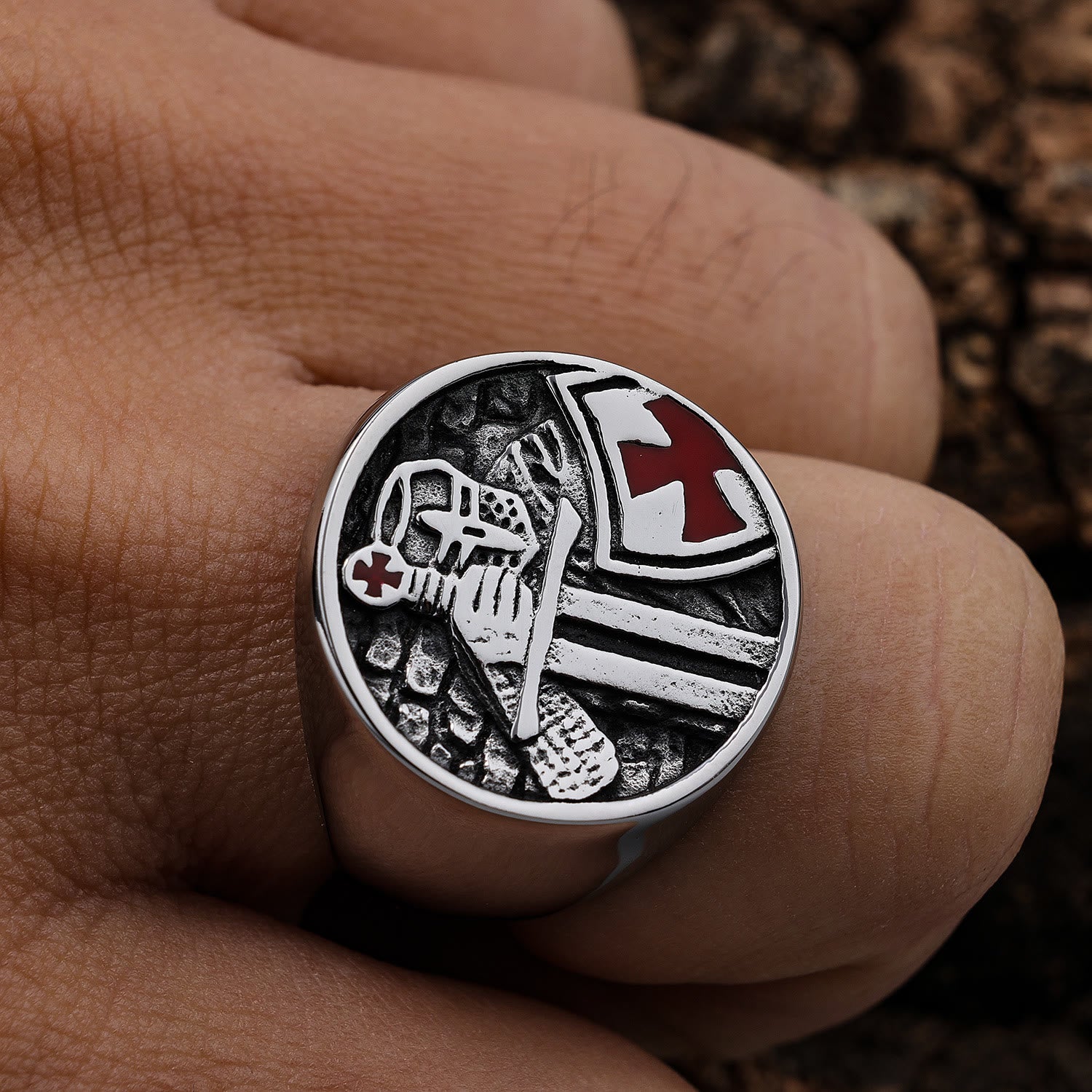 Anillo de Fe Divina Cruz de los Caballeros Templarios Estilo Clásico Retro