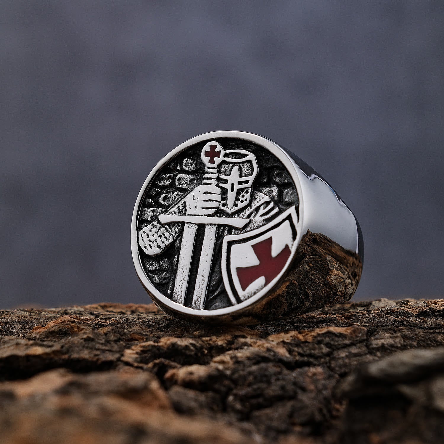 Anillo de Fe Divina Cruz de los Caballeros Templarios Estilo Clásico Retro