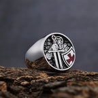 Anillo de Fe Divina Cruz de los Caballeros Templarios Estilo Clásico Retro