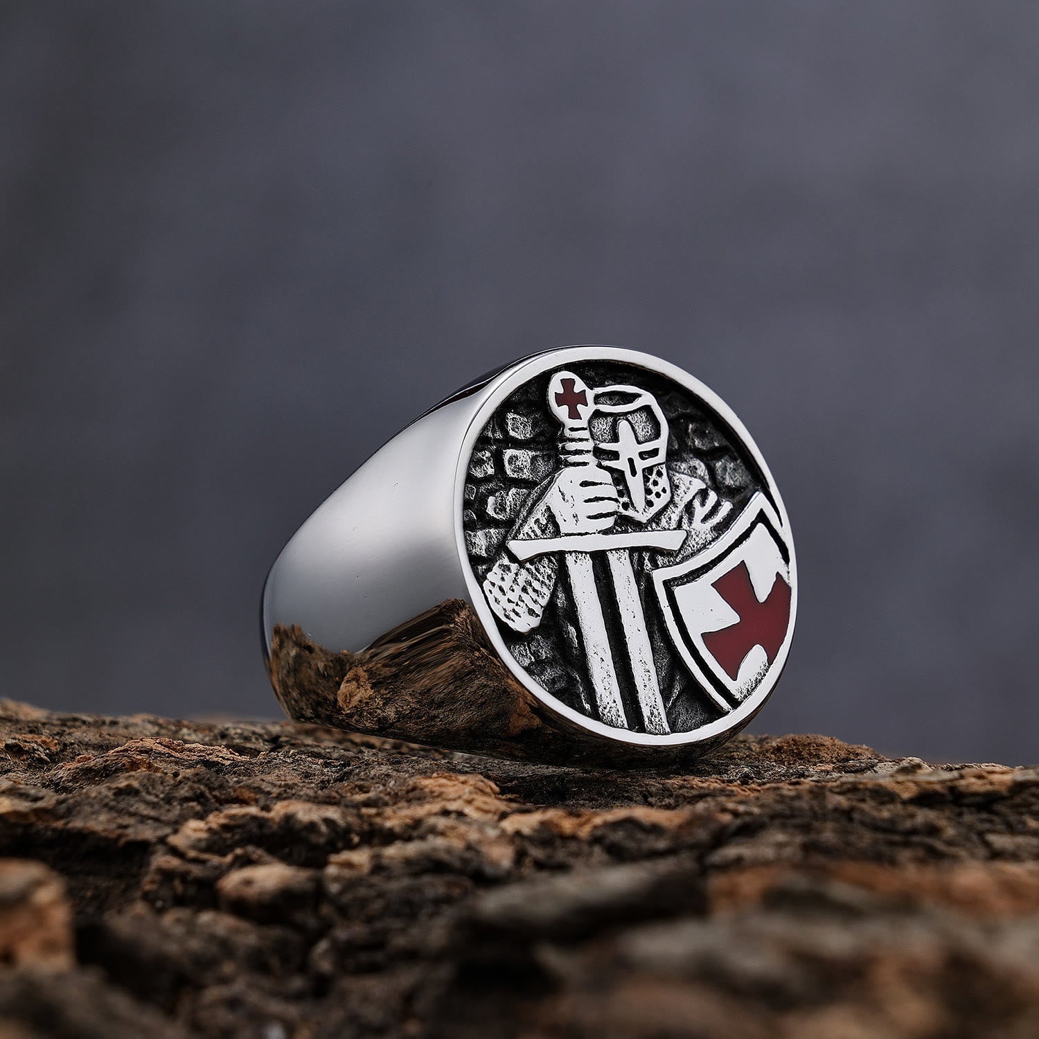 Anillo de Fe Divina Cruz de los Caballeros Templarios Estilo Clásico Retro