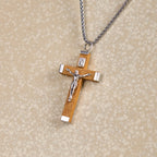 Collar de Colgante de Crucifijo de Madera y Aleación Estilo Retro con Icono de Jesús