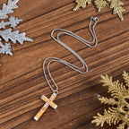 Collar de Colgante de Crucifijo de Madera y Aleación Estilo Retro con Icono de Jesús