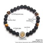 Pulsera de Ojo de Tigre Amarillo de Piedra Volcánica San Benito