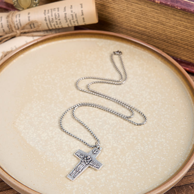 Collar Colgante del Buen Pastor Jesús y Sus Ovejas Estilo Retro