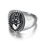Anillo de Fe de Acero Inoxidable Grabado Corazón Sagrado de Jesús Estilo Retro Clásico
