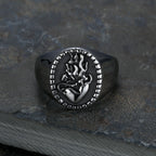 Anillo de Fe de Acero Inoxidable Grabado Corazón Sagrado de Jesús Estilo Retro Clásico
