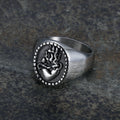 Anillo de Fe de Acero Inoxidable Grabado Corazón Sagrado de Jesús Estilo Retro Clásico