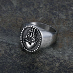 Anillo de Fe de Acero Inoxidable Grabado Corazón Sagrado de Jesús Estilo Retro Clásico